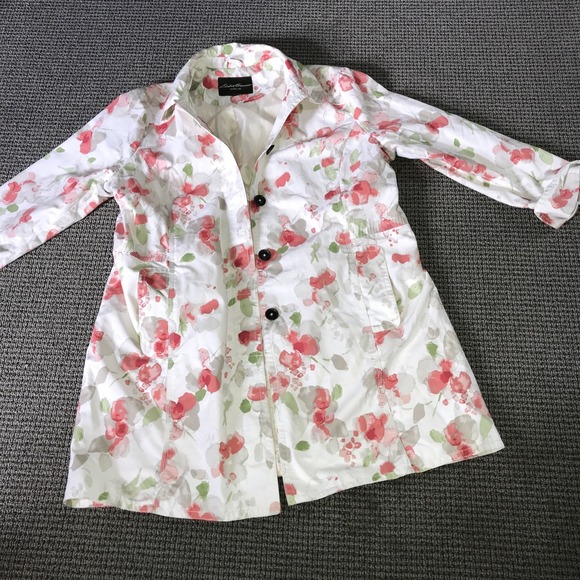Eddie Bauer Trench Coat Women Size L Floral (no Size Tags) - Picture 1 of 5